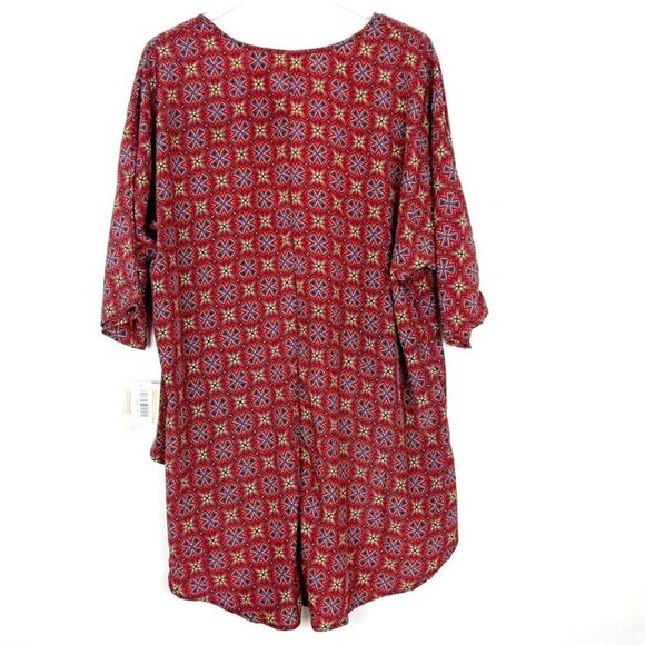 NWT LuLaRoe Kimono Women's Medium Burgundy Print Lindsay Waterfall Draped Topper - Picture 10 of 11
